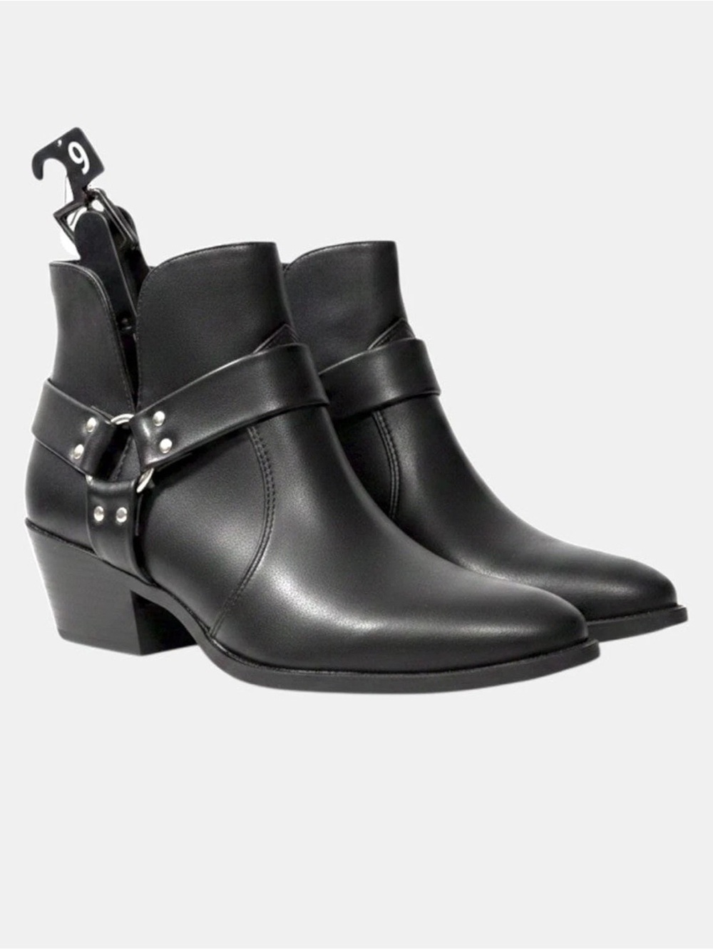Time and Tru Black Harness Ankle Booties
